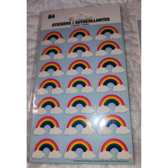 Rainbow Cloud Stickers 84 Pack Sheets Set Of 4 Vintage Sealed NOS - Picture 2 of 7